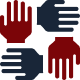 four hands creating a square to represent teamwork in the CARCHEX work culture