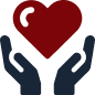 icon hands holding a red heart to represent respect in CARCHEX culture